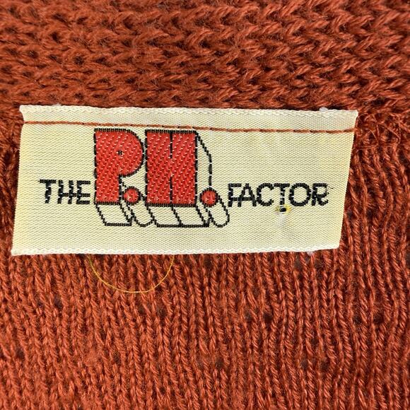 Vintage 70s XS Sweater Vest V-Neck Button Up Burnt Orange Earthy Cottagecore - Picture 3 of 9